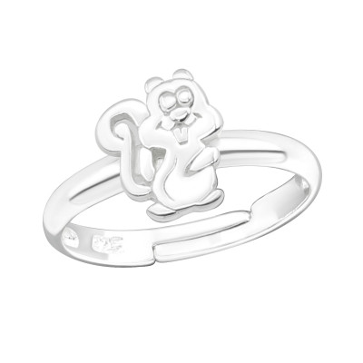 Children's Silver Squirrel Adjustable Ring