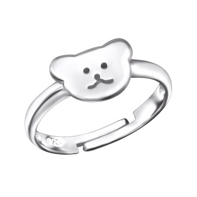 Children's Silver Bear Adjustable Ring