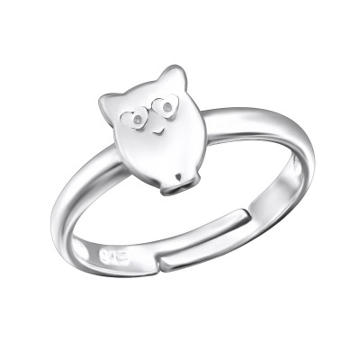 Children's Silver Owl Adjustable Ring