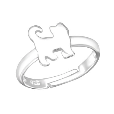 Cat Children's Sterling Silver Adjustable Ring