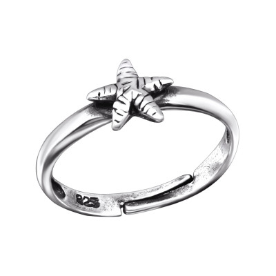 Starfish Children's Sterling Silver Adjustable Ring