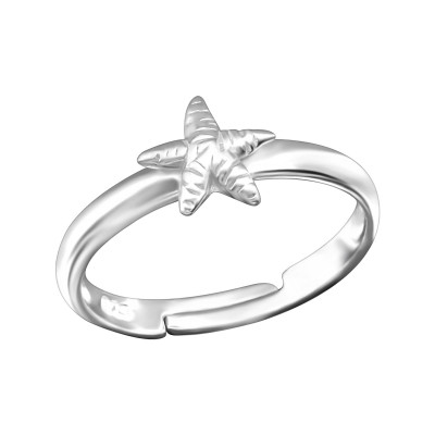 Children's Silver Starfish Adjustable Ring