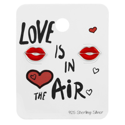 Silver Lips Ear Studs With Epoxy on Love Is In The Air Card