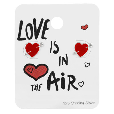 Silver Heart Ear Studs With Epoxy on Love Is In The Air Card