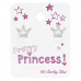 Silver Crown Ear Studs with Crystal On Princess Cards