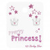 Children's Silver Crown Ear Studs with Crystal on Card