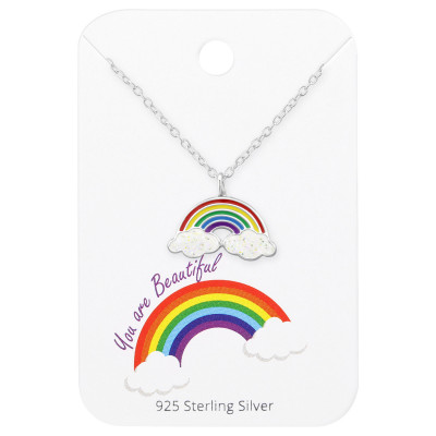 Rainbow Children's Sterling Silver Set and Jewelry on Card with Epoxy