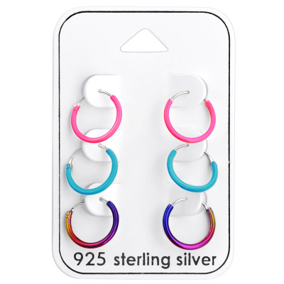 Silver 12mm Ear Hoop Set with Epoxy on Card