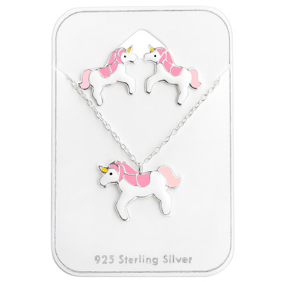 Silver Unicorn Set with Epoxy on Card