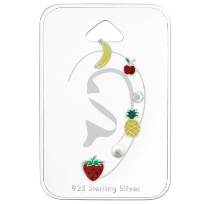 Fruit Sterling Silver Set and Jewelry on Card with Pearl,Crystal and Epoxy