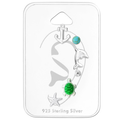 Beach Children's Sterling Silver Set and Jewelry on Card with Epoxy