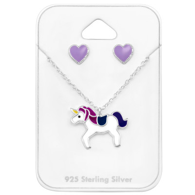 Silver Unicorn Set with Epoxy on Card