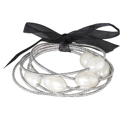 Fashion Jewelry Snythetic Pearl Bangle Set