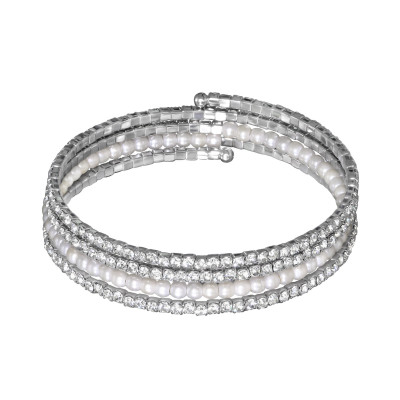 Fashion Jewelry Eternity Bangle with Snythetic Pearl and Crystal