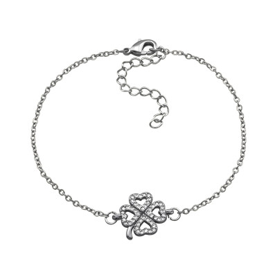 Fashion Jewelry Lucky Clover Bracelet with Cubic Zirconia