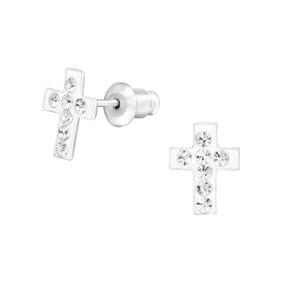 Fashion Jewelry Cross Ear Studs with Crystal