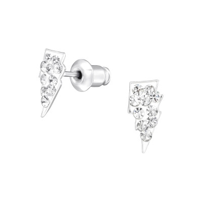 Fashion Jewelry Lightning Bolt Ear Studs with Crystal