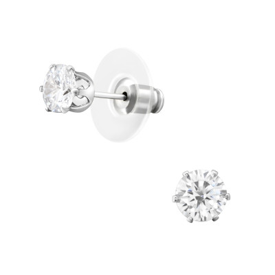 Fashion Jewelry Round 6mm Ear Studs with Cubic Zirconia