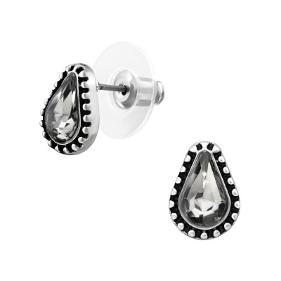 Fashion Jewelry Pear Ear Studs with Crystal