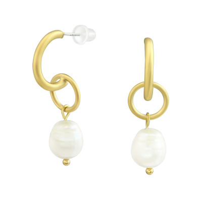 Fashion Jewelry Geometric Ear Studs with Hanging Snythetic Pearl