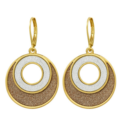 Fashion Jewelry Circle Earrings with Glitter Inlay