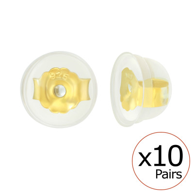 Silicone Coated Gold Plated Silver Butterfly Backs for Ear Studs