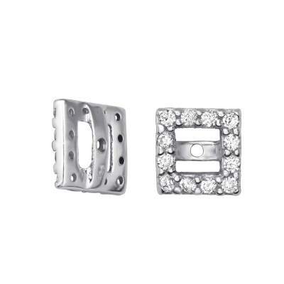 Square Sterling Silver Finding with Cubic Zirconia