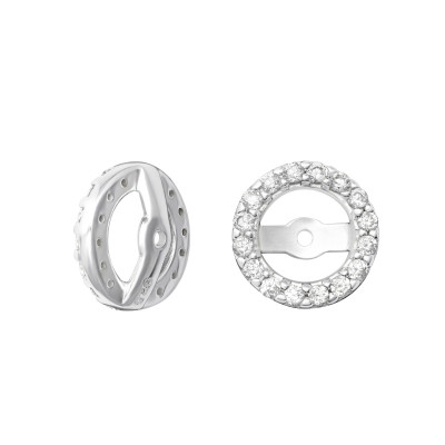 Silver Interchangeable Part for Round 6mm Ear Studs with Cubic Zirconia Sterling Silver Finding with Cubic Zirconia