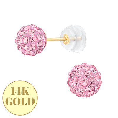 4mm Cup 14k Solid Gold Ear Studs with Light Rose Ferido