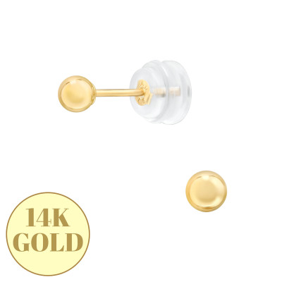 3mm Ball 14k Solid Gold Ear Studs