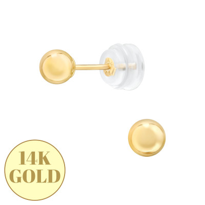 4mm Ball 14k Solid Gold Ear Studs
