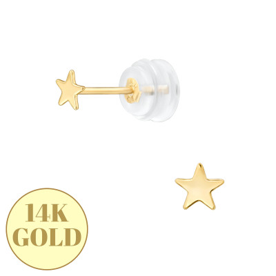 3.5mm 14k Solid Gold Star Ear Studs