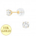 4mm 4 Prong 14k Solid Gold Ear Studs with Round 7A Grade Cubic Zirconia