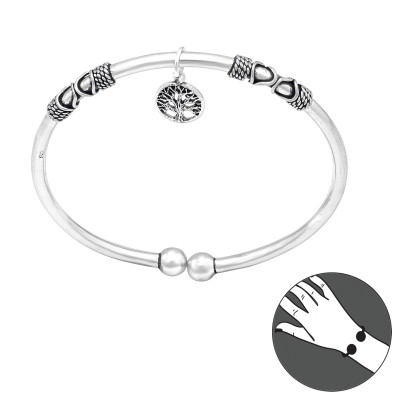 Silver Tree Of Life Bangle