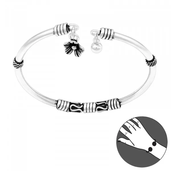アクセサリー printemps flower925_bangle(silver) Beautiful Flower Heavy Design Bangle Solid 925 Sterling