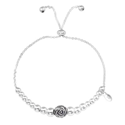 Silver Rose Adjustable Bracelet