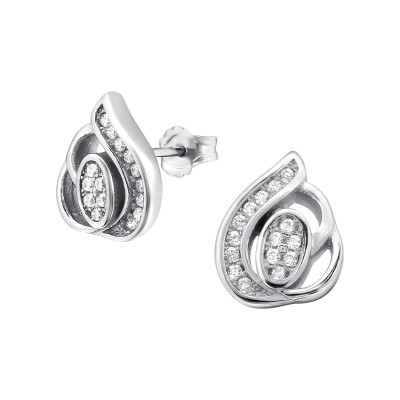 Leaf Sterling Silver Heavy with Cubic Zirconia