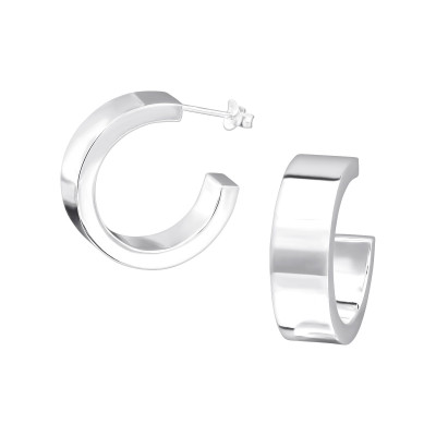 Silver Half Hoop Ear Studs