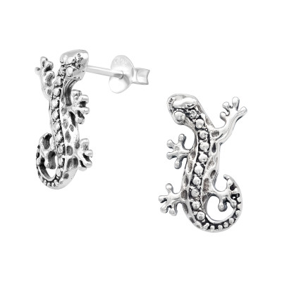 Silver Lizard Ear Studs