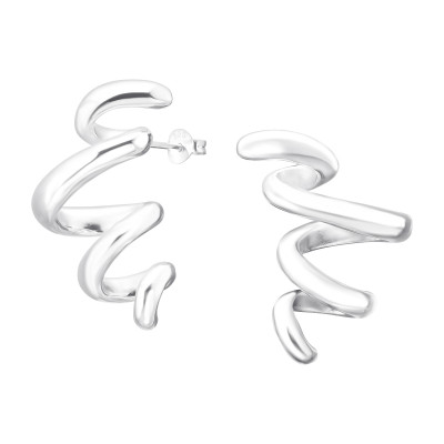 Silver Spiral Ear Studs