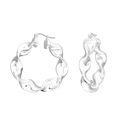 Silver 40mm Twisted Ear Hoops