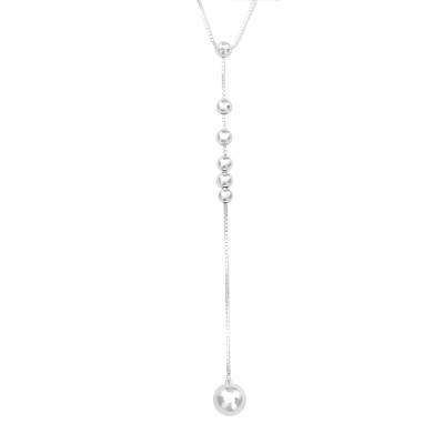 Silver Drop Ball Y-Necklace