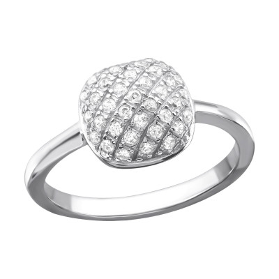 Silver Square Ring with Cubic Zirconia