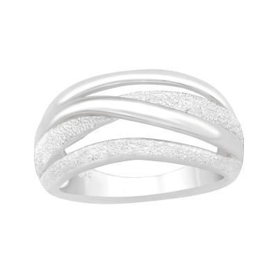 Silver Intertwined Double Lines Ring