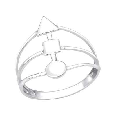 Silver Geometric Shapes Ring