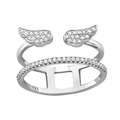 Silver Wing Ring with Cubic Zirconia