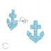 Children's Silver Anchor Ear Studs with Genuine European Crystals