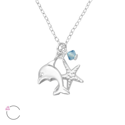 Children's Silver Ocean Lovers Necklace with Genuine European Crystals