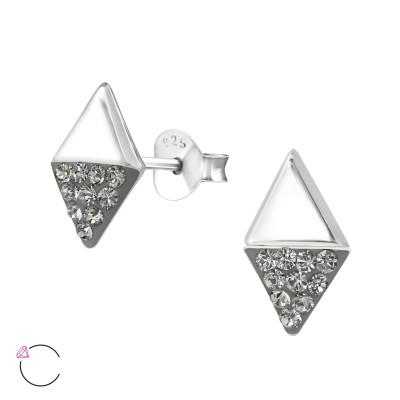 Silver Marquise Ear Studs with Genuine European Crystals