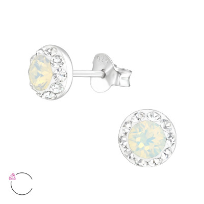 Silver Round Ear Studs with Genuine European Crystals